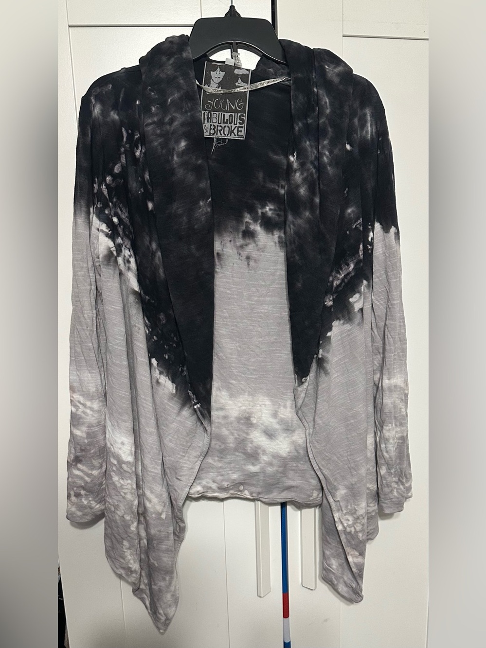Young Fabulous & Broke Black and Gray Tie-Dye Cardigan